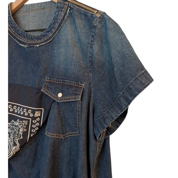 Sacai Bandana Print Scarf‎ Accent Denim Tunic Dress JP2 - Picture 8 of 16